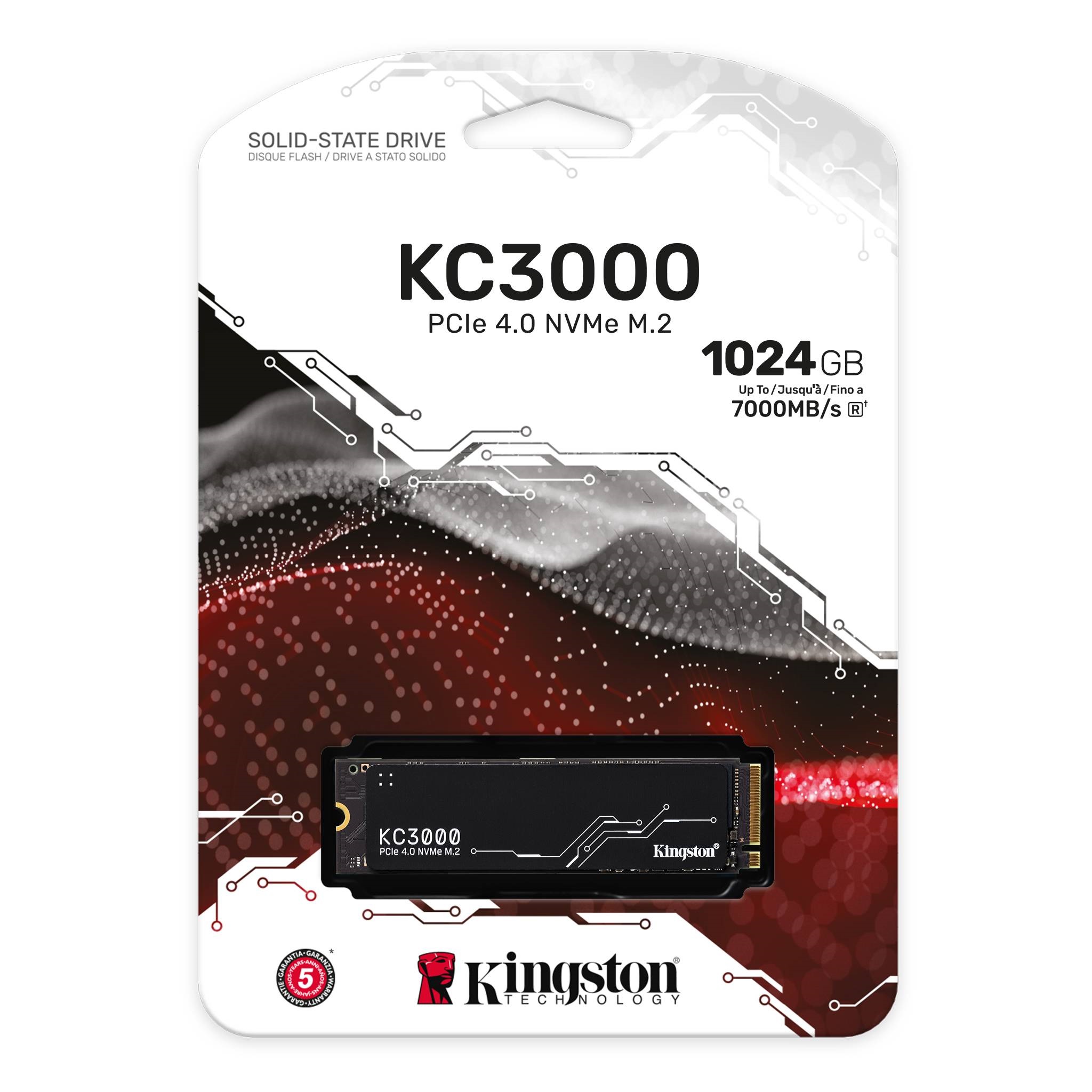 Kingston SSD 1TB KC3000M.2, NVMe PCIe Gen 4.0R/W : 7000/6000MB/s